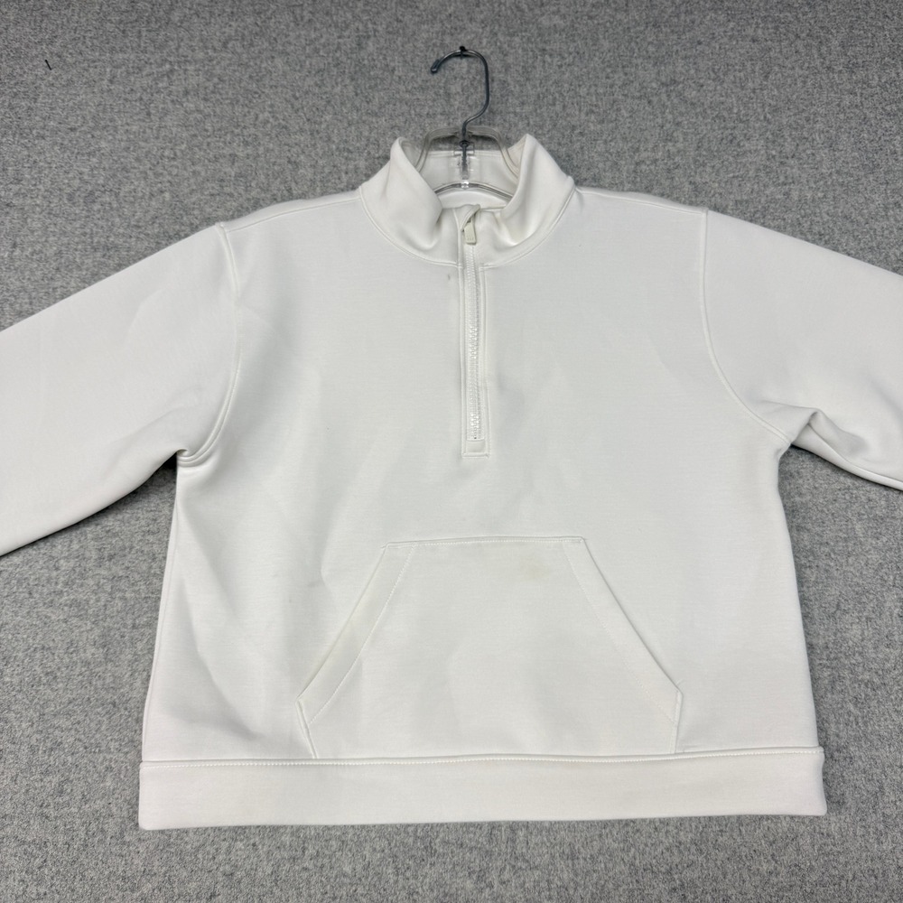 All in Motion Quarter Zip Sweatshirt Size L 10/12 White Thumbhole Pullover